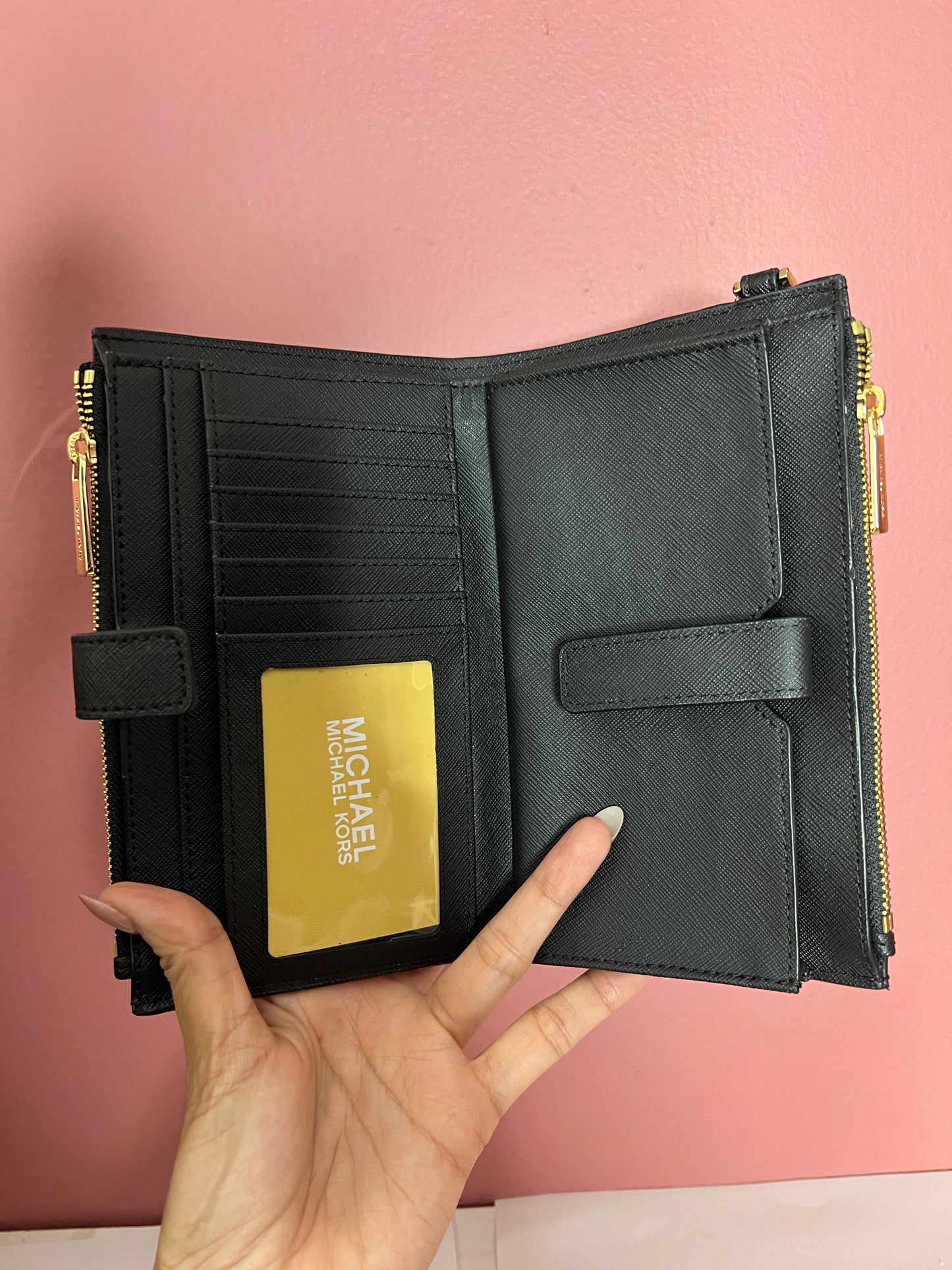 MK Double Zip wallet Black